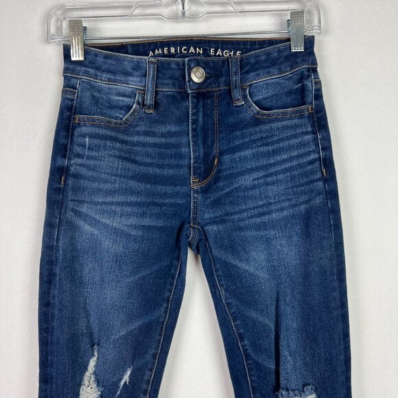 American Eagle 360 Next Level Stretch Hi-Rise Jegging Jeans Size 00 SHORT EUC T2 - Picture 2 of 10